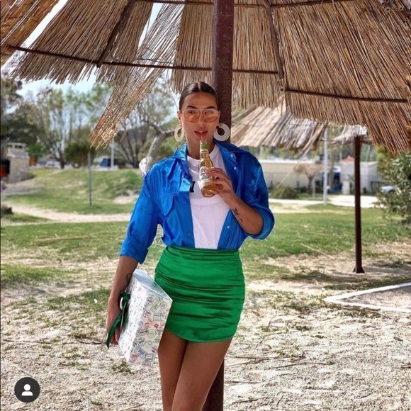 ZARA Green SATIN EFFECT MINI SKIRT - Picture 5 of 9